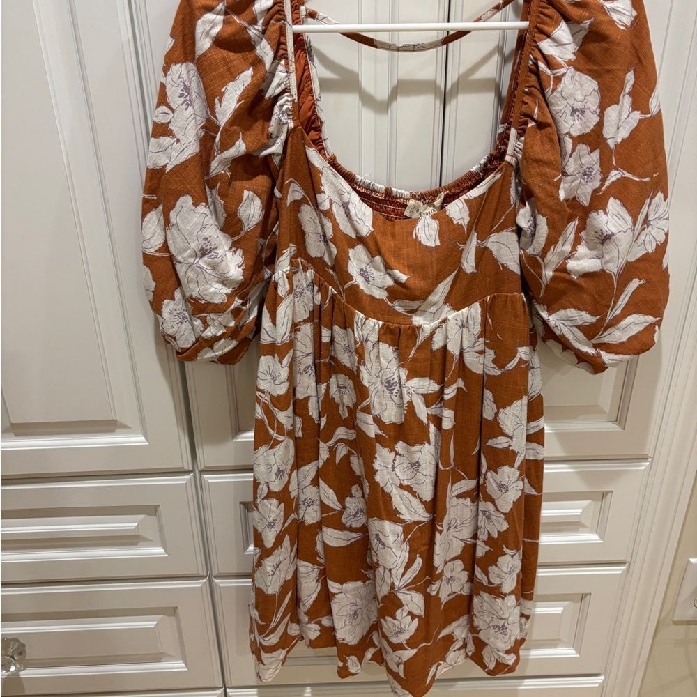 Romantic Fall Puff Sleeve Knee Length Dress Coquette Cottagecore Size M